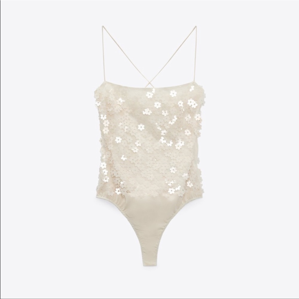Zara Floral Sequin Bodysuit